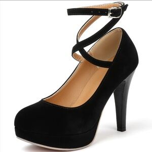 Mostrin Black Platform Heels Women’s Closed Toe Pumps Sexy Dress Shoes